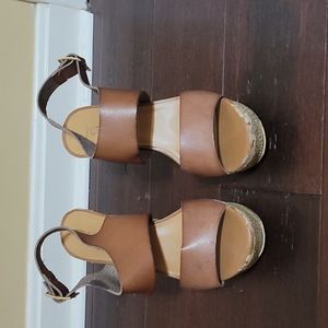 J Crew platform wedge brown sandals size 7